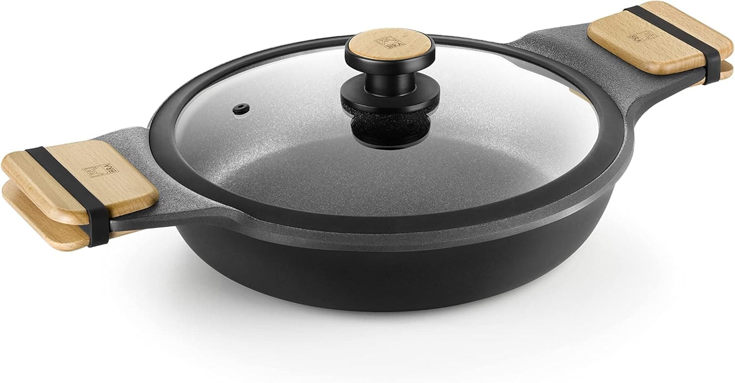 BRA Market caçarola baixa 28 cm, alumínio fundido com anti-aderente, sem PFOA, adequado para todos os tipos de cozinhas, incluindo indução