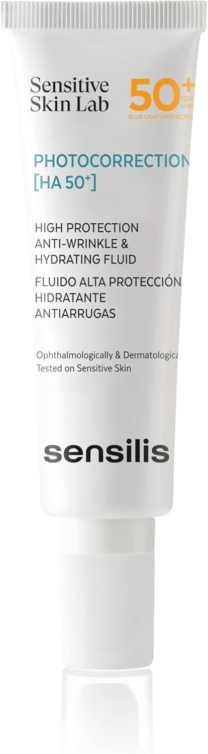 Sensilis Photocorrection HA SPF50 Creme facial com proteção alta, hidratante e anti-rugas, com ácido hialurónico e provitamina D3, para pele sensível 50 ml
