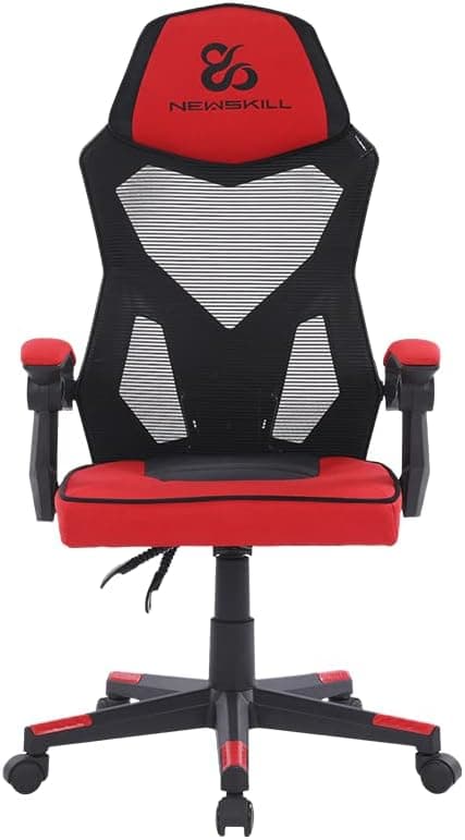NEWSKILL Eros, cadeira de jogos ergonómica com encosto malhado e estofada em tecido, cor vermelha