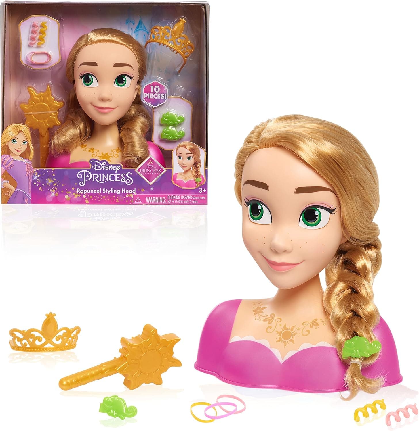 Disney Princess Rapunzel Hairstyle Head | Cabeça de penteados com acessórios para crianças