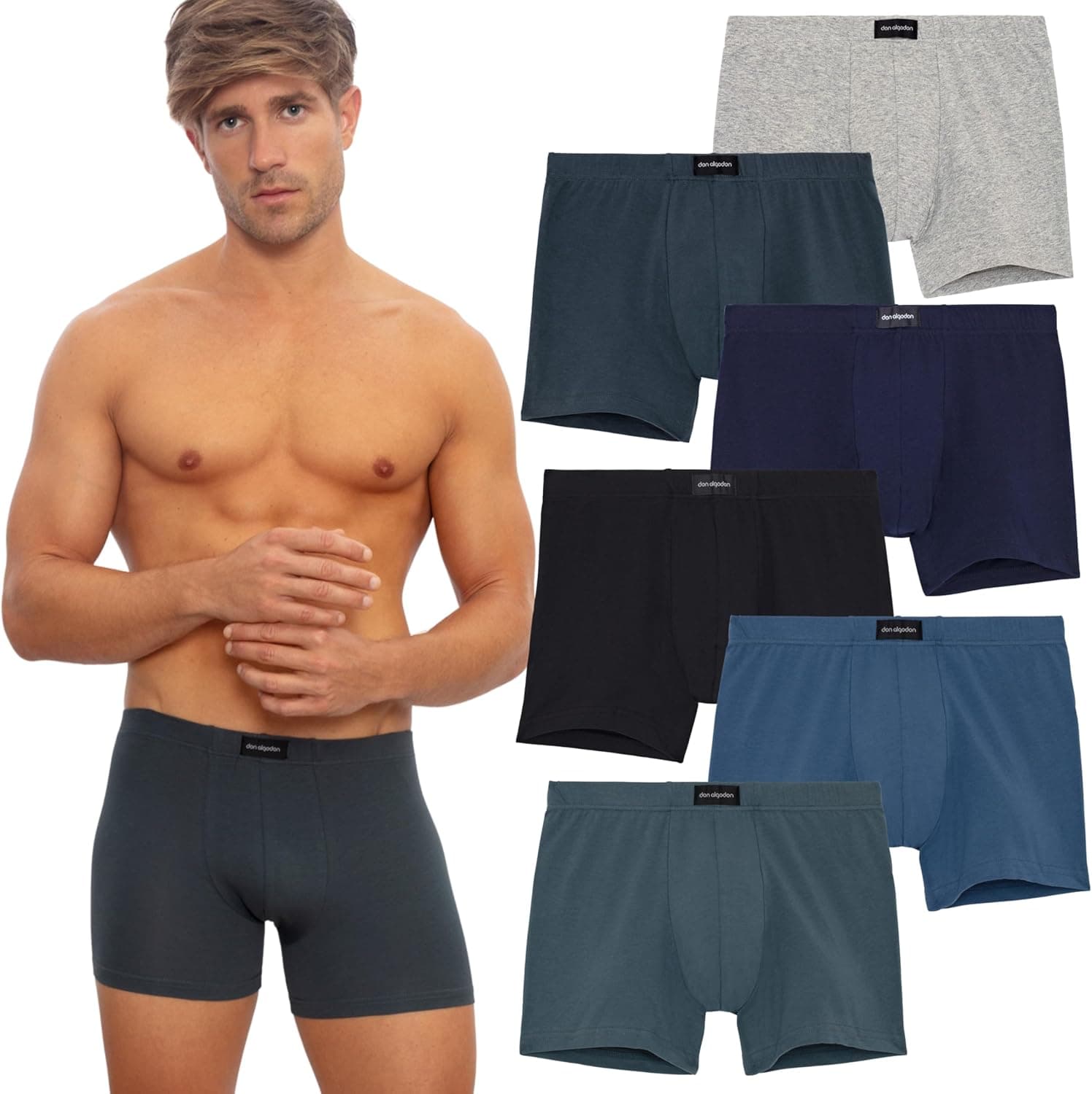 DON ALGODON | Conjunto de 6 boxers para homem, macio, respirável e resistente