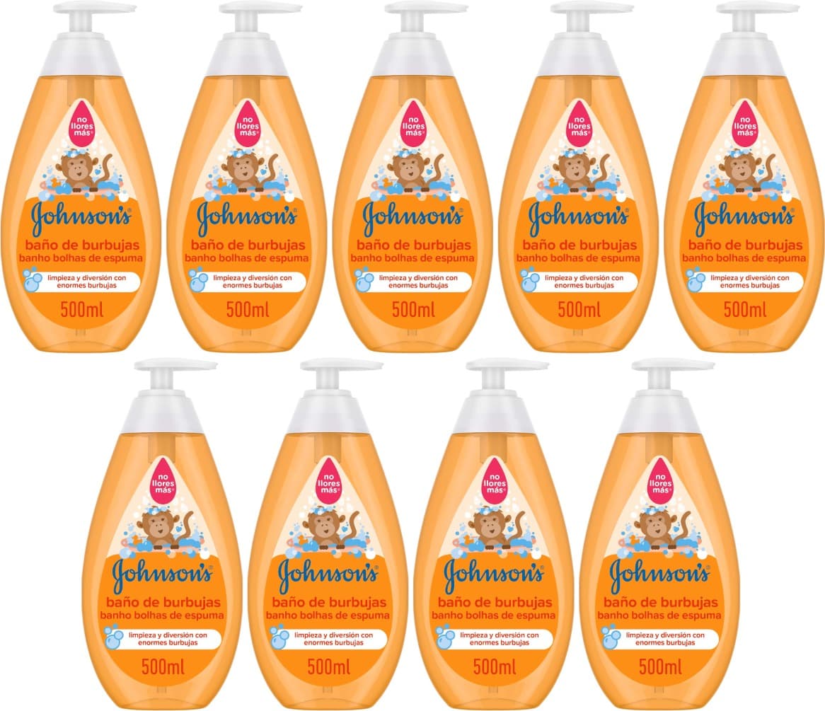 Johnson's Baby Banho de bolhas (3 x 750 ml), gel de banho para bebé com fórmula sem chorar mais, para a pele delicada dos bebés recém-nascidos, cria bolhas enormes