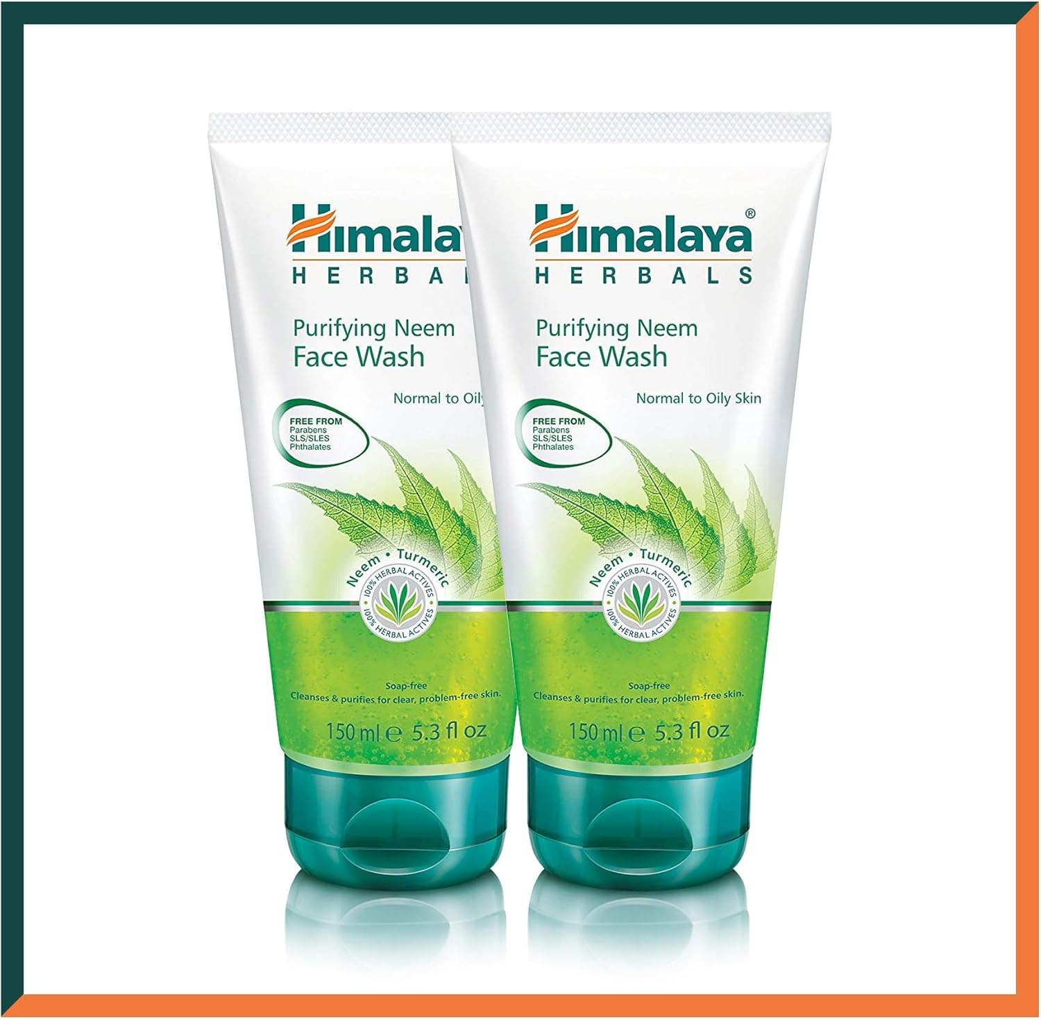 Himalaya Purifying Neem Face Wash with Neem & Turmeric, For Normal to Oily Skin, formulado com 100 % Ingredientes, 150 ml (embalagem de 2)