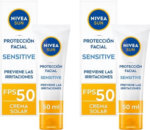 NIVEA SUN Sensitive Proteção facial FP 50, 50 ml x 2