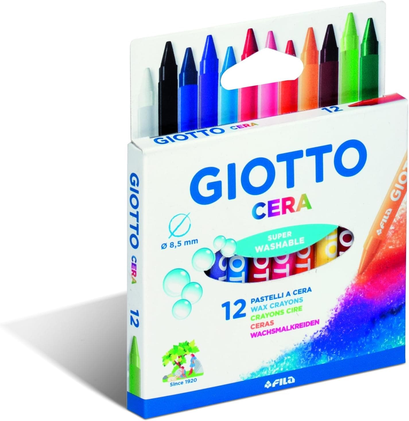 Giotto cera 281200 | Caixa com 12 lápis de cera redondos coloridos para crianças