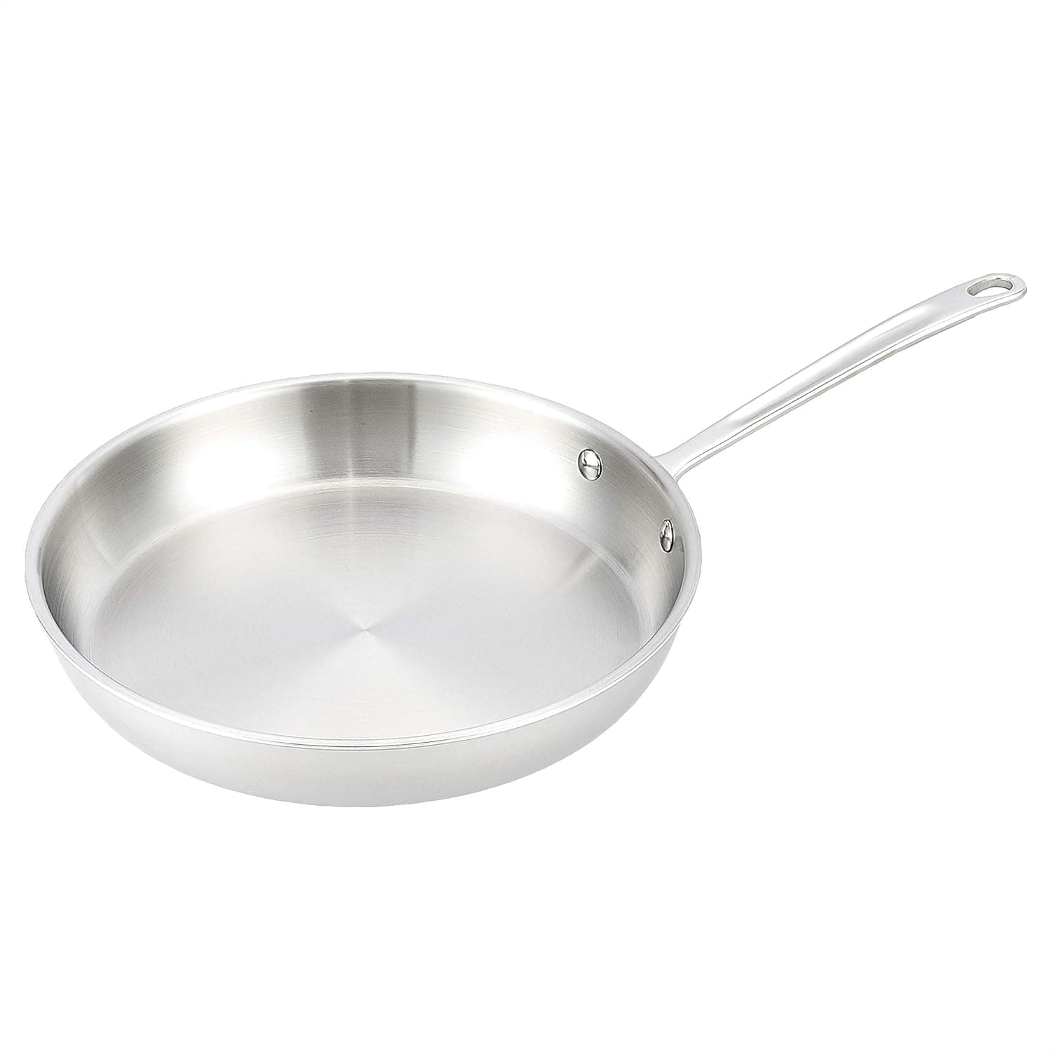 Amazon Basics Frigideira de aço inoxidável com tecnologia Tri Ply de 3 camadas, 30 cm, alça resistente ao calor, prateada (antiga marca AmazonCommercial)