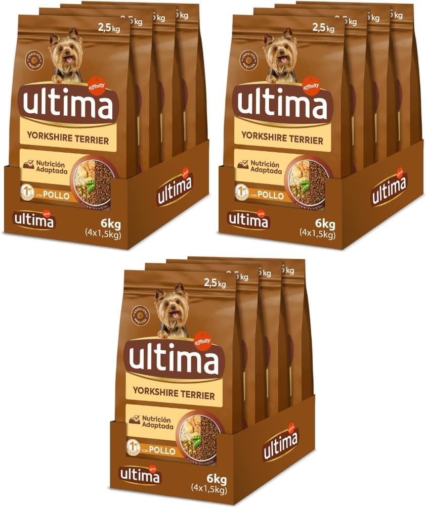 Ultima Pequeño Yorkshire Terrier Pollo | Ração seca para cão com frango, pack de 4 sacos de 1,5 kg