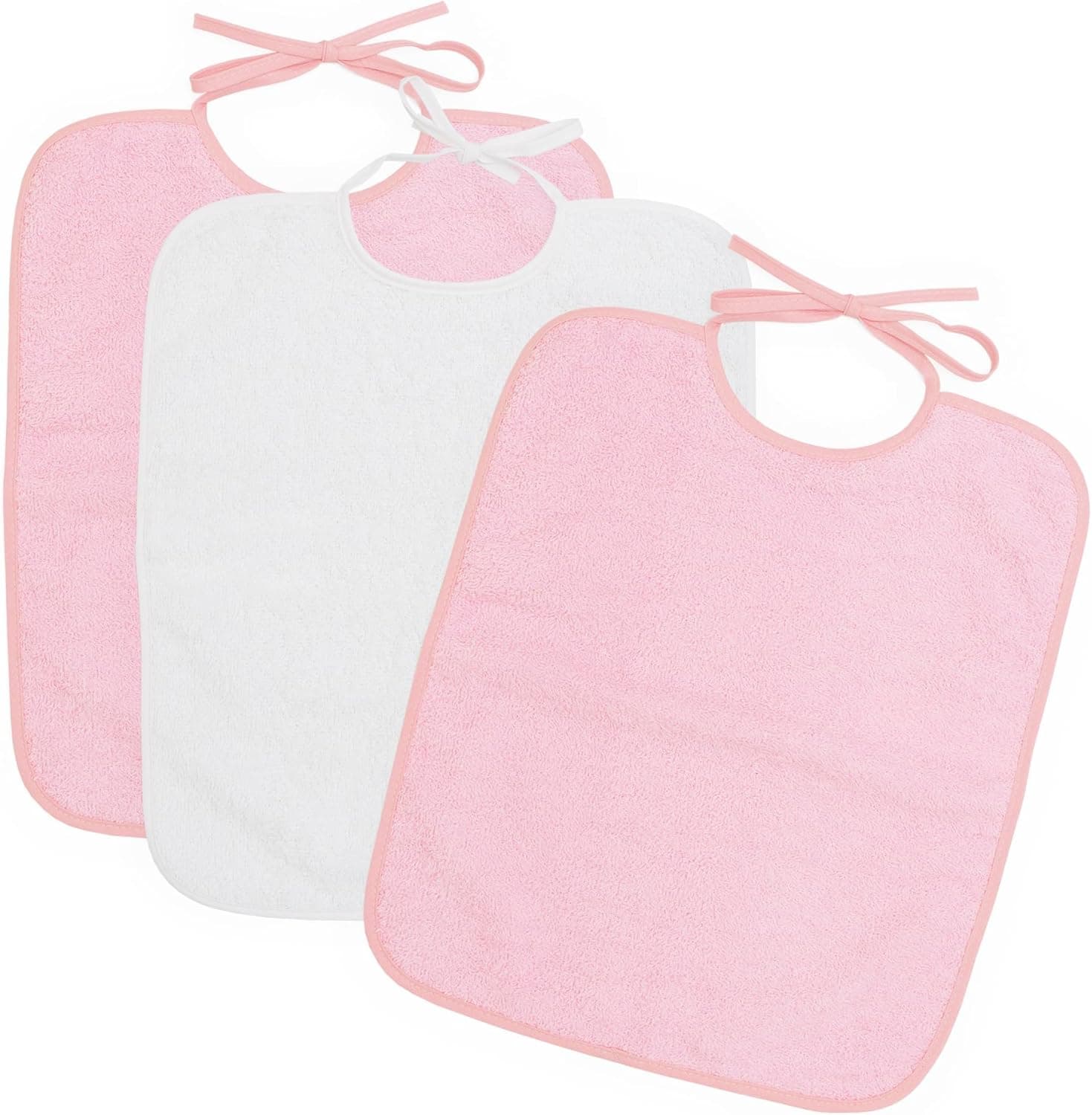 Ti TIN Conjunto de 3 babetes sem plástico para bebé de mais de 1 ano, fecho com fita, 32 x 36 cm