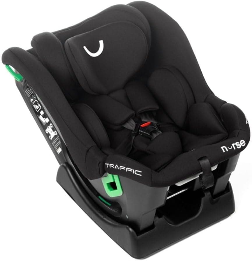 Nurse Traffic, Cadeira de carro bebé iSize, 40 a 150 cm, 0 a 12 anos, sem isofix, grande recuo, redutor, preto