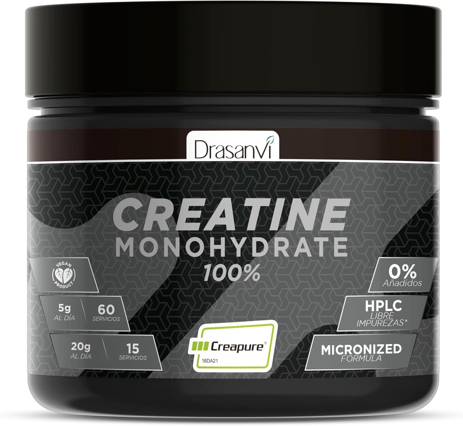 Drasanvi Creapure | Creatina monohidratada 300 g para aumento de massa muscular e recuperação pós-treino