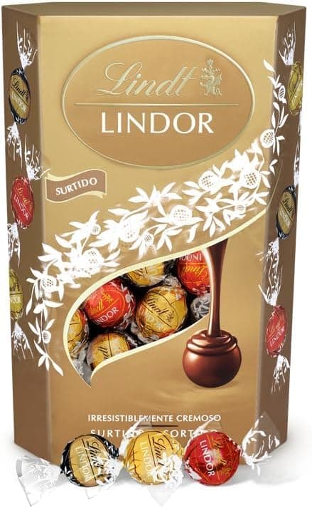 Lindt bombons LINDOR SURTIDO CORNET inclui bombons de chocolate preto a 70% de cacau, chocolate com leite, chocolate preto, deliciosa gostosa com interior de chocolate cremoso, 337 g