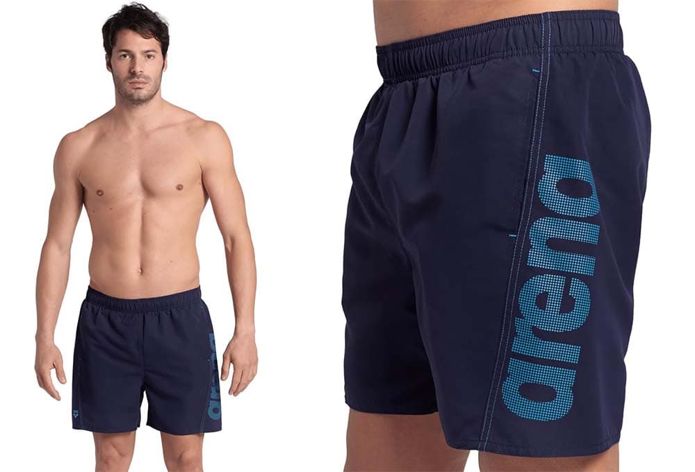 Arena Fundamentals Logo Boxer R | Calções de praia para homem azul-turquesa
