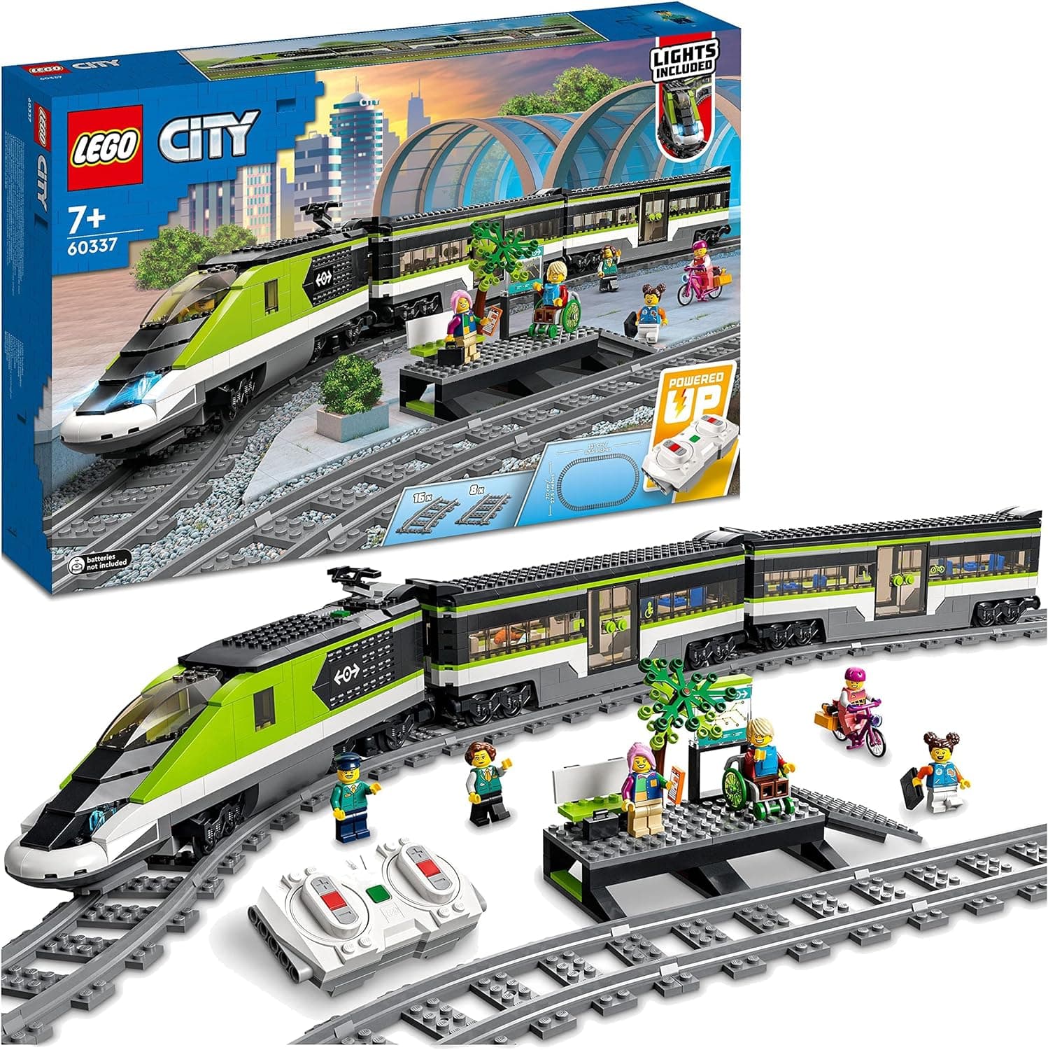 LEGO City Comboio de Passageiros de Alta Velocidade, Brinquedo com Controlo Remoto, Luzes e Carris, para Crianças a Partir de 7 Anos, Ideia de Presente de Aniversário (60337)