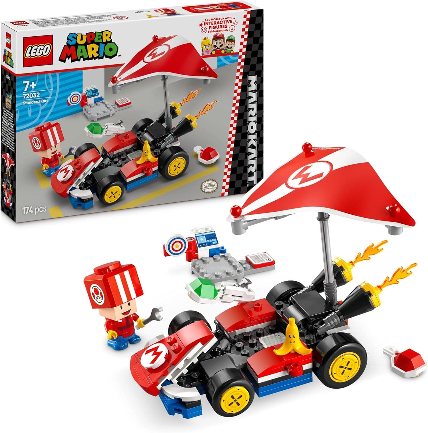 LEGO Super Mario: Mario Kart: Kart Standard carro de corridas de brinquedo, jogo infantil para coleção de videojogo Nintendo, figura de Toad, presente Gamer para meninos e meninas de 7 anos ou mais