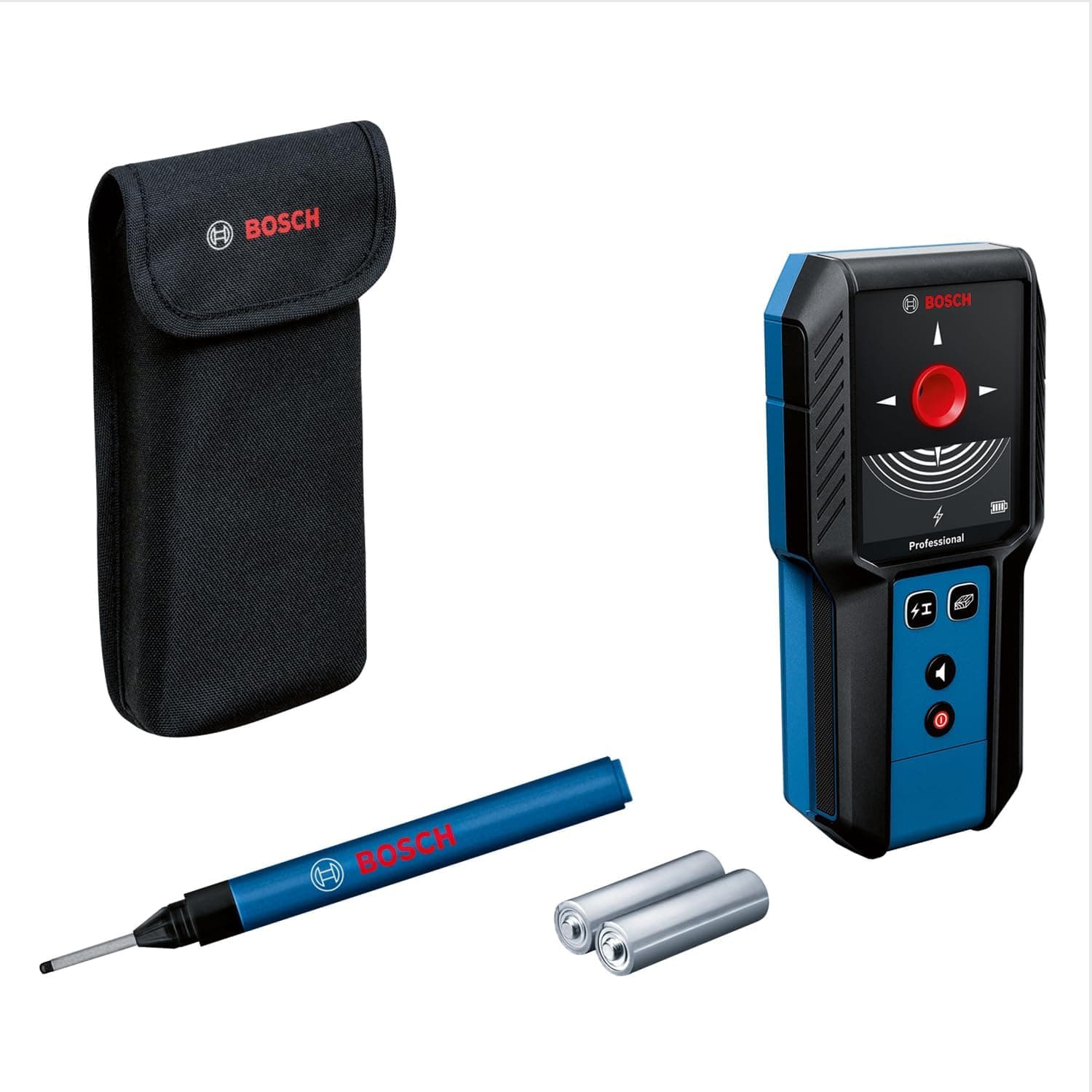 Bosch Professional Dispositivo de localização GMS 120-27 (Profundidade máxima de deteção de metal não magnético/metal magnético/cabos de tensão/madeira: 120/100/50/30 mm, marcador, bolsa