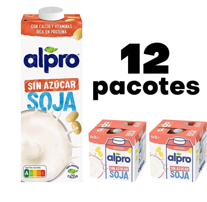 Alpro Bebida vegetal de soja sem açúcar, 12 x 1L