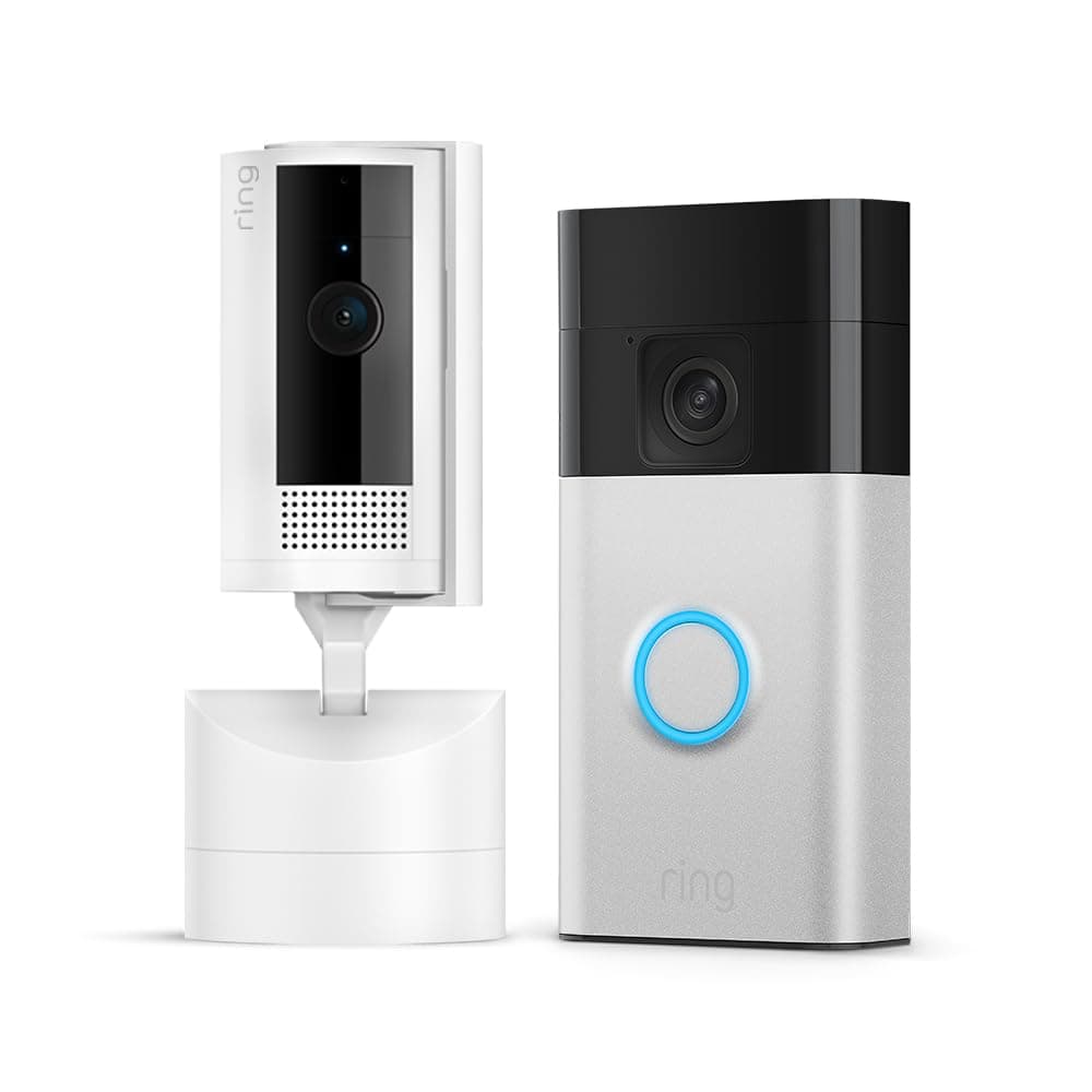 Ring Videotimbre com bateria 2024 | Campainha inteligente com 30 dias de Ring Home e câmara interior orientável