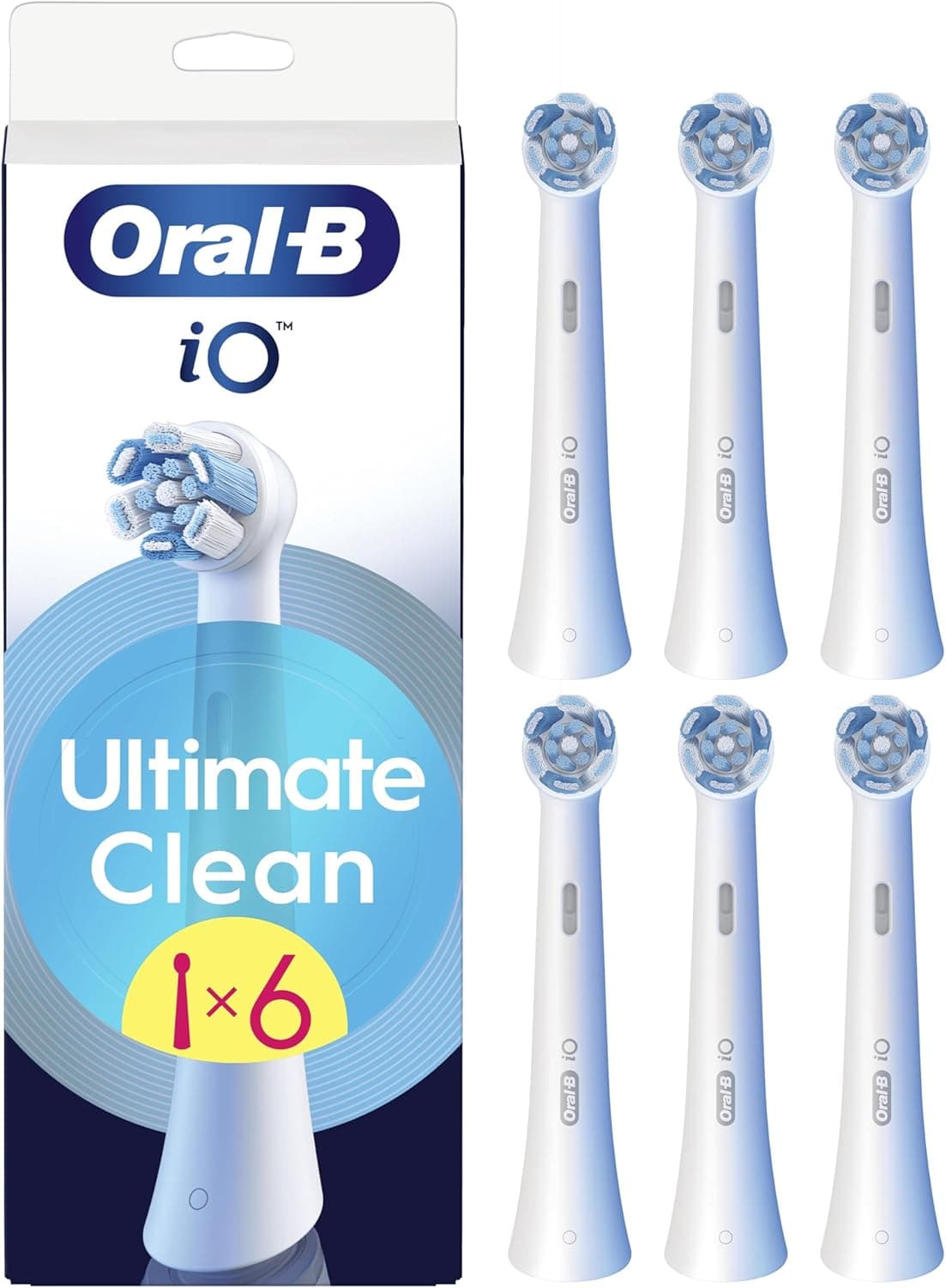 Oral-B Series iO Ultimate Clean cabeças de substituição originais, conjunto de 6 peças brancas para escovas de dentes elétricas oral - B iO, remoção profunda da placa bacteriana