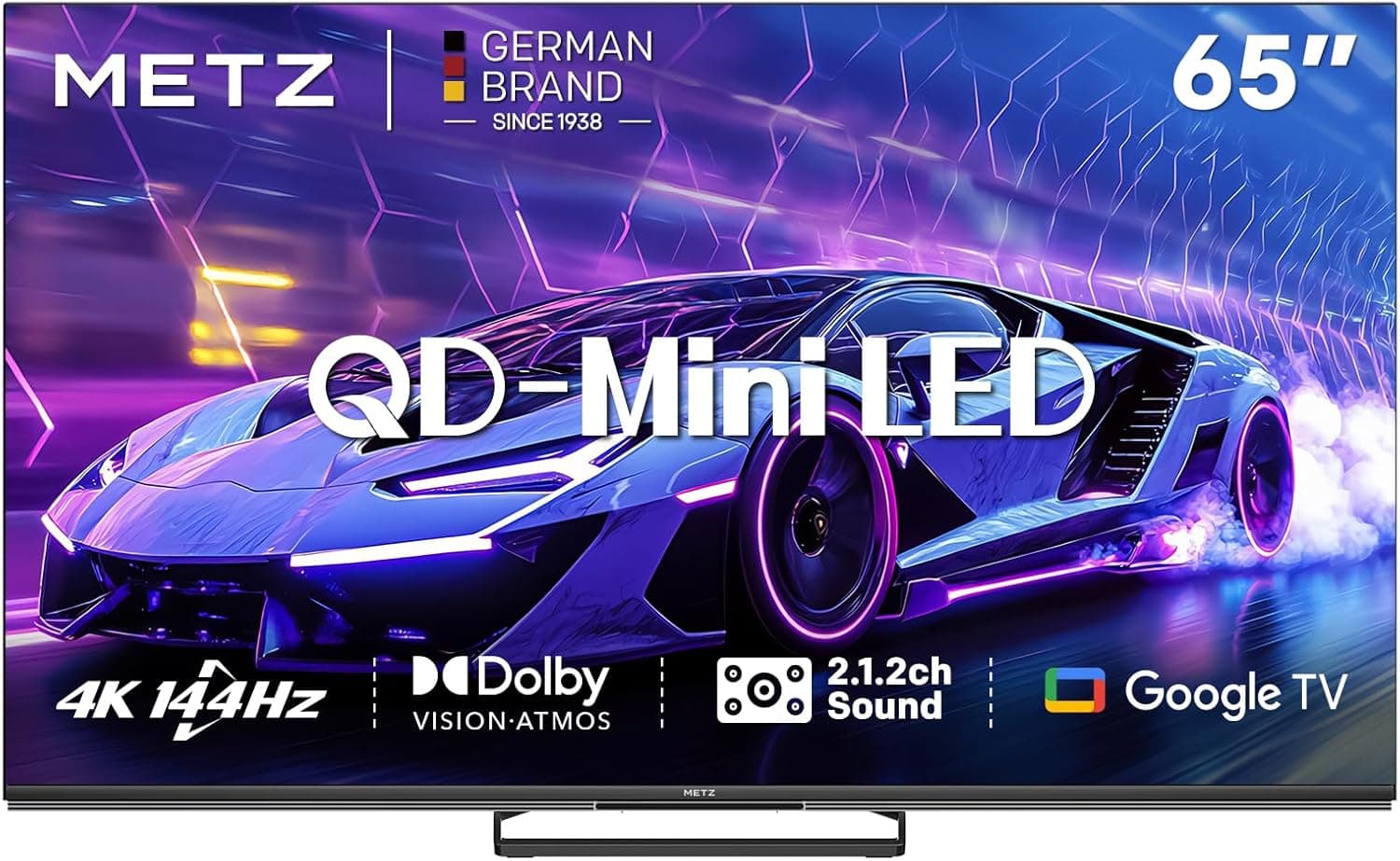 Metz MNE8000Z | Smart TV QLED 65 polegadas 4K HDR com Mini LED, 144 Hz, Dolby Vision e Dolby Atmos