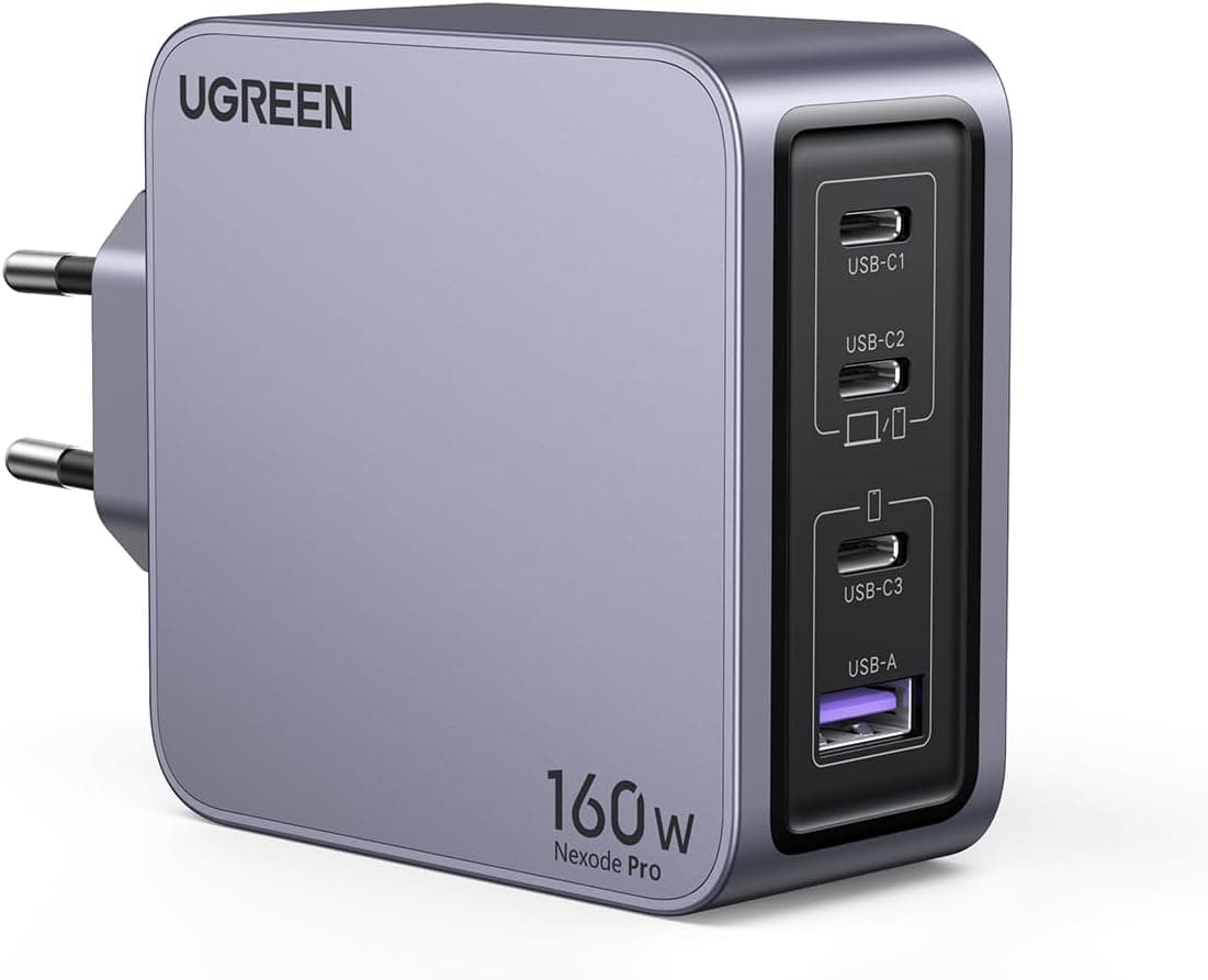 UGREEN Nexode Pro 160W | Carregador USB-C GaN de 4 portas com Power Delivery rápido compatível com portátil e smartphone