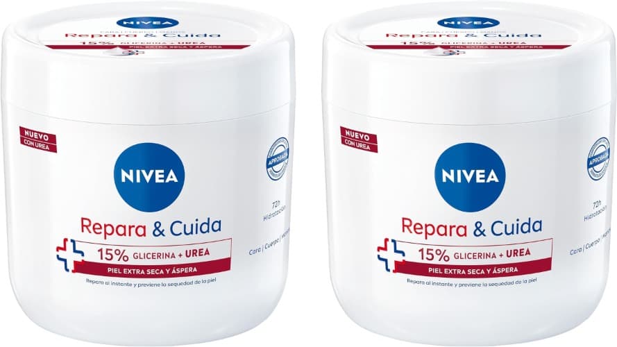 NIVEA Reparar e cuidar de creme hidratante corporal, facial e para as mãos, 400 ml x 2