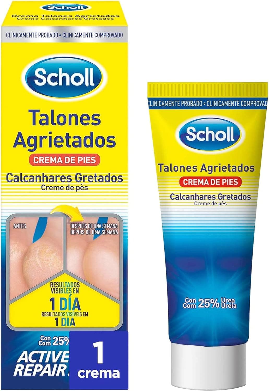 Scholl Creme reparador para saltos rachados, hidratação intensiva com ureia 25% e Active Repair K+ - resultados VITYYKL em 1 dia, 60 ml