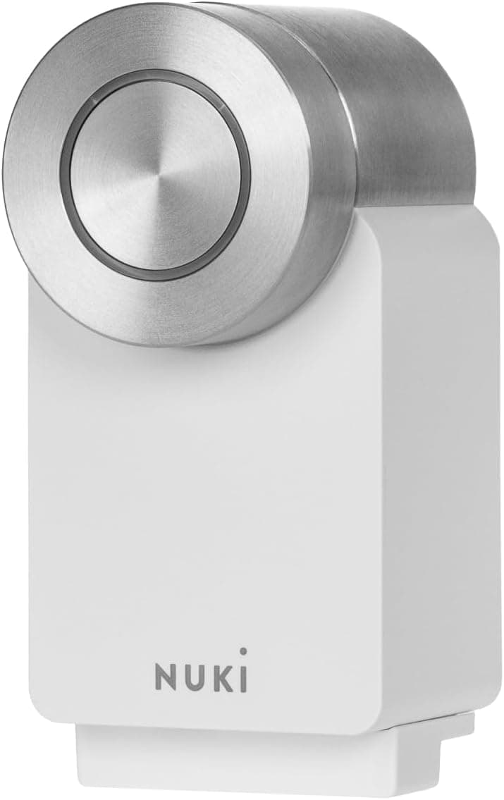 Nuki Smart Lock Pro (4.ª geração), fechadura inteligente com Wi-Fi e Matter para acesso remoto, fechadura eletrónica transforma o seu smartphone numa chave, com bateria, branco