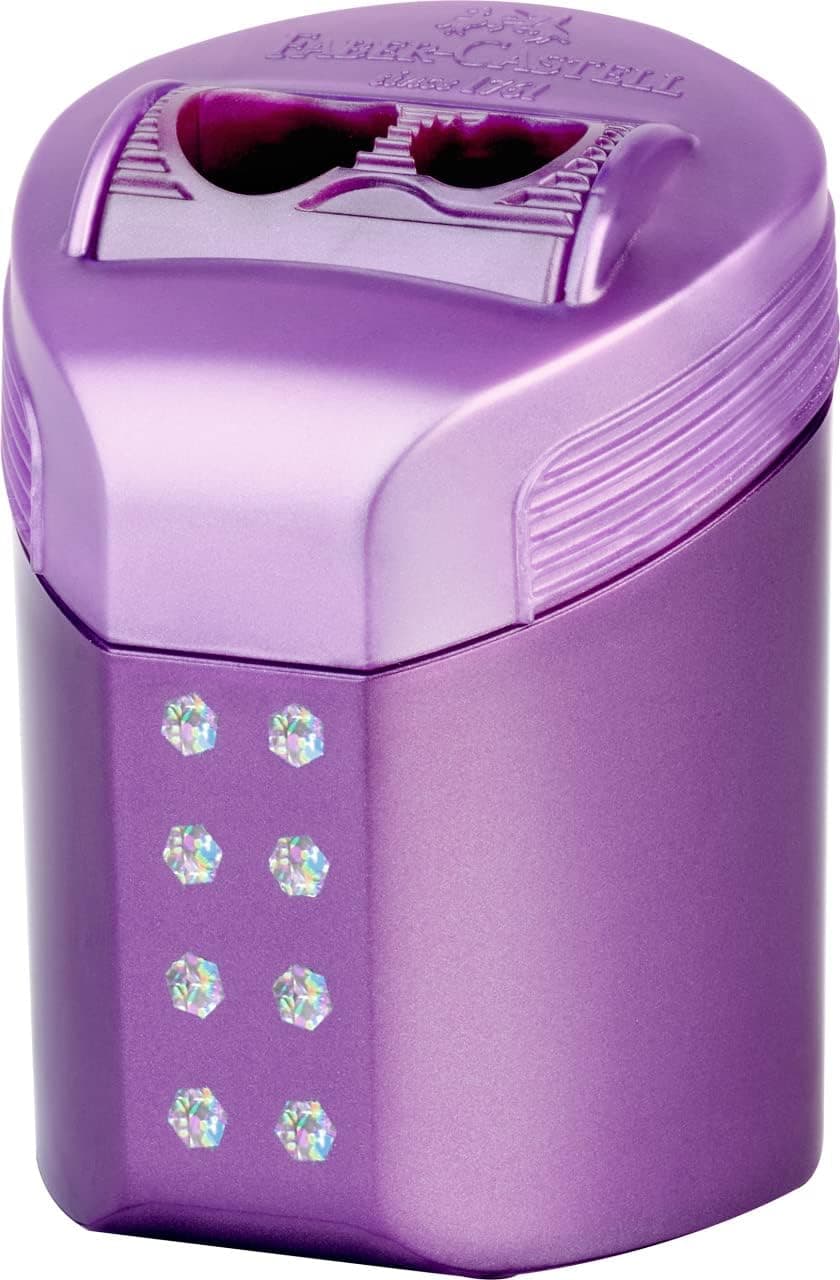 Faber-Castell RollOn Sparkle - Afiador com caixa e dois orifícios, várias cores