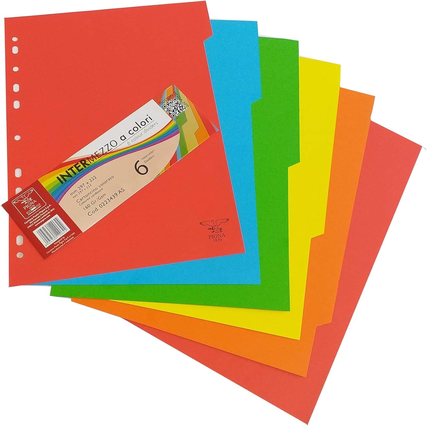 Pigna | Separadores de cartão coloridos pack de 6 unidades