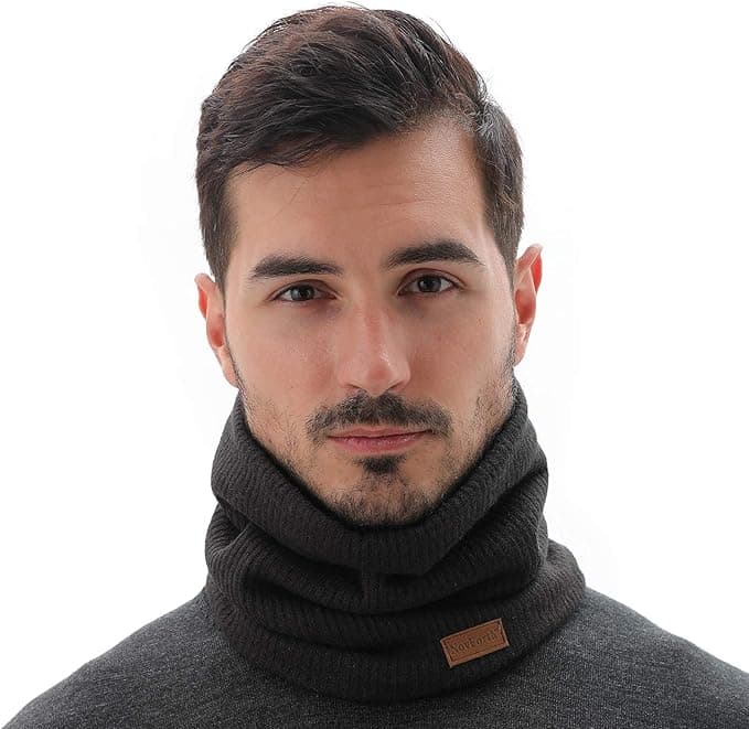 NovForth Cachecol de mulher homem inverno cachecol tubular unissexo com dupla face de malha e forro de pelúcia aquecedor de pescoço espesso e elástico para ciclismo Cold Weather