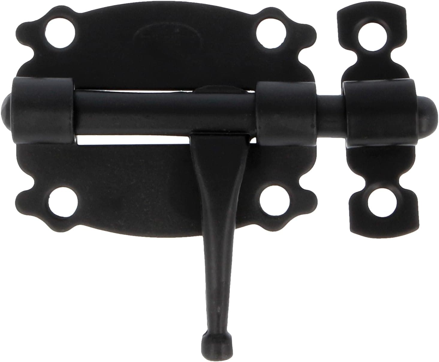 Amig - Pino de sobreposição para portas e móveis Mod. 484 | Trava de segurança para fecho horizontal, material de aço com eixo Zamak | 50 mm, estilo rústico, inclui parafusos, preto