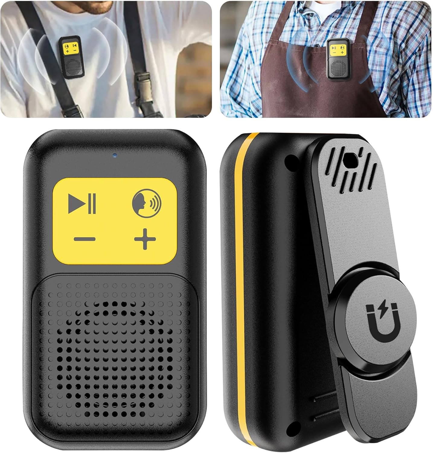 AearKing Portable | Coluna Bluetooth portátil com clip magnético e microfone para música e chamadas mãos livres
