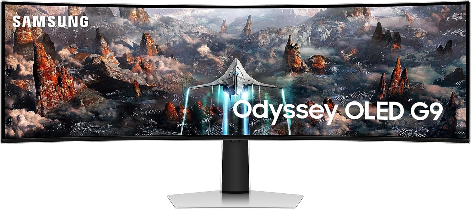 Samsung LS49CG934SUXEN Monitor de jogos Odyssey OLED G93SC curvo QHD de 49", DisplayHDR True Black 400, taxa de resposta 0,03 ms, taxa de atualização de 240 Hz, AMD FreeSync Premium Pro