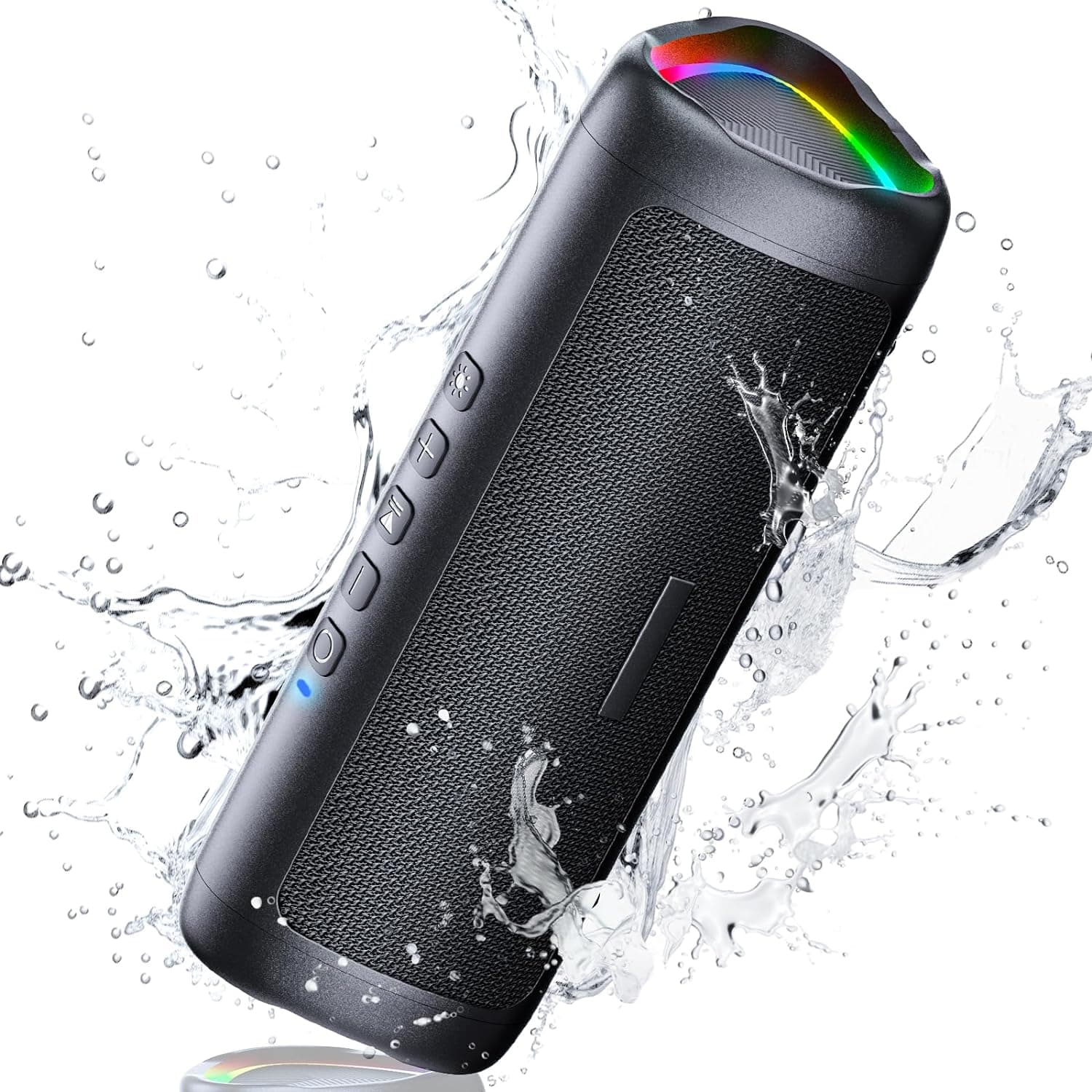 UOHHBOE Altifalante Bluetooth 5.3 TWS altifalante portátil potente com luz LED colorida, impermeável IPX5, 24H de reprodução, 30 metros HD estéreo cordão de chamada mãos livres para festa viagens 