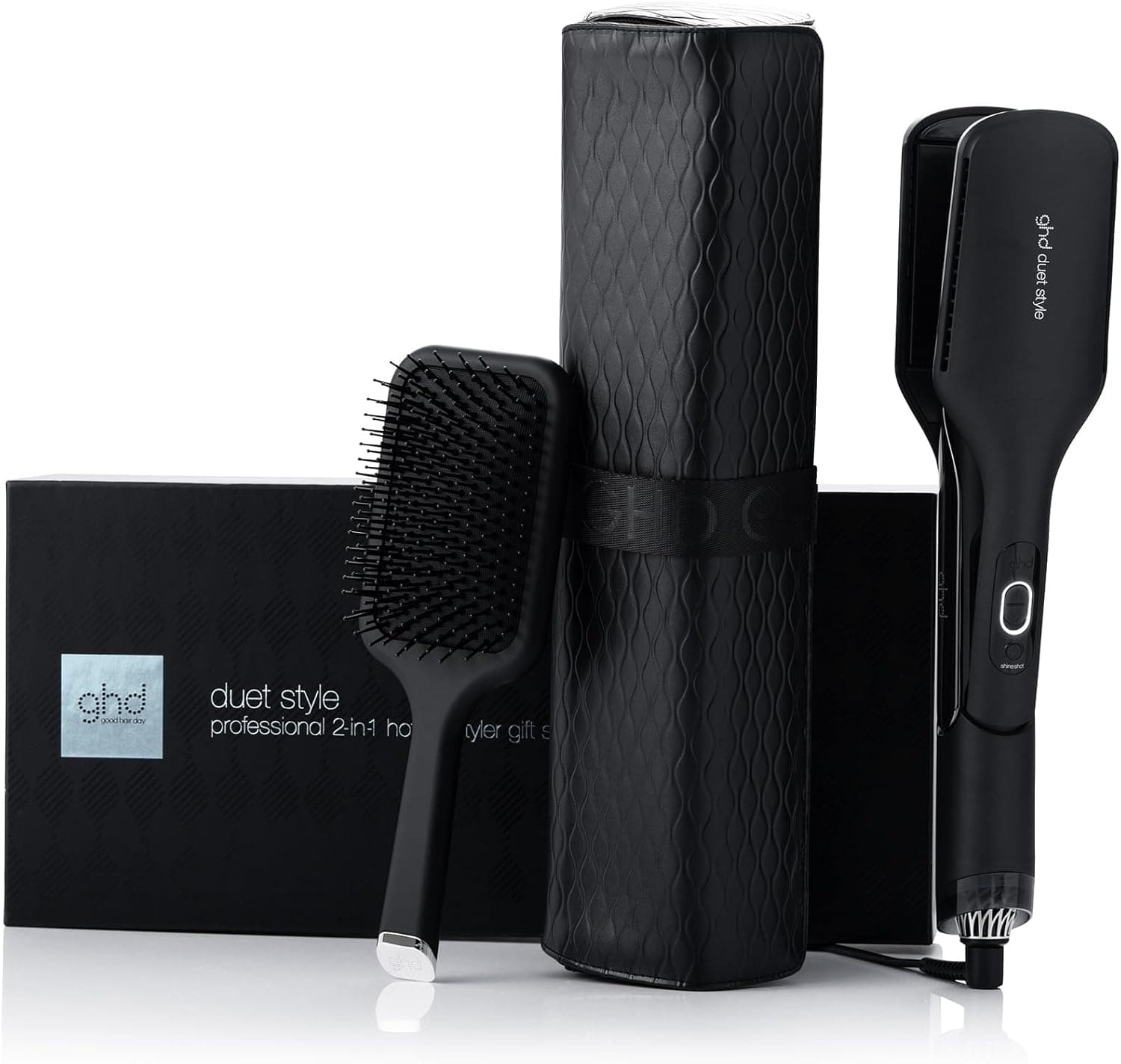 ghd Conjunto de presente de estilo duet - Ferro de cabelo e secador 2 em 1 de molhado a penteado, escova ghd all-rounder e nécessaire resistente ao calor, tecnologia Air Fusion, edição limitada 2024