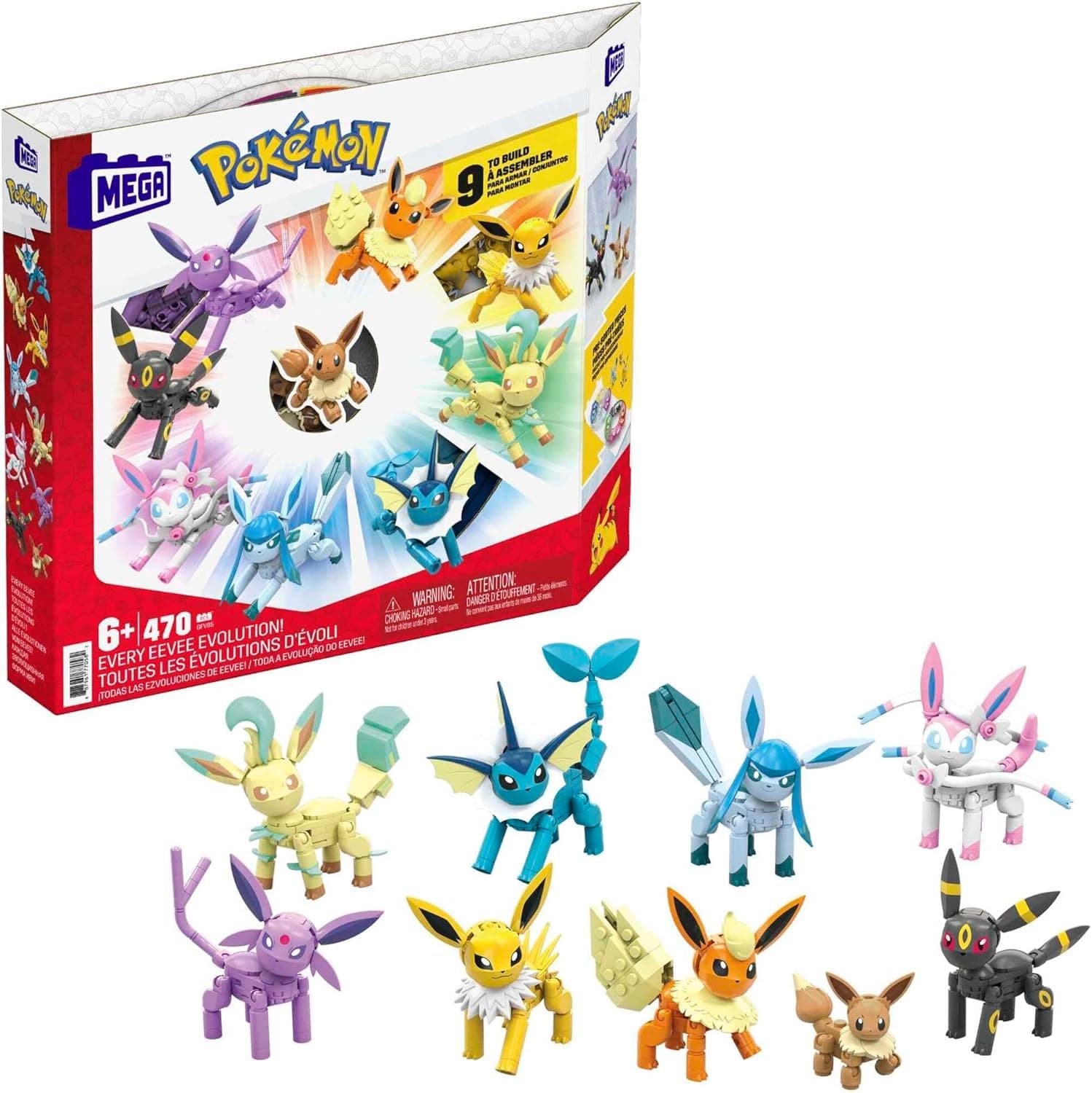 Mega Construx™ Pokémon™ Pack de evoluções Eevee, brinquedo de construção para crianças + 6 anos (Mattel GFV85)