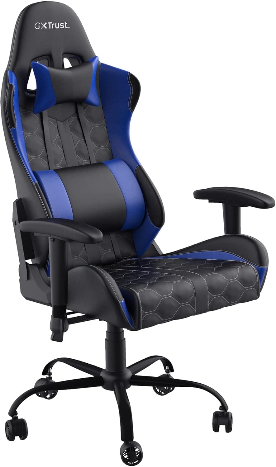 Trust Gaming GXT 708B | Cadeira gaming com apoio lombar removível, ajuste de altura e rotação 360°, azul