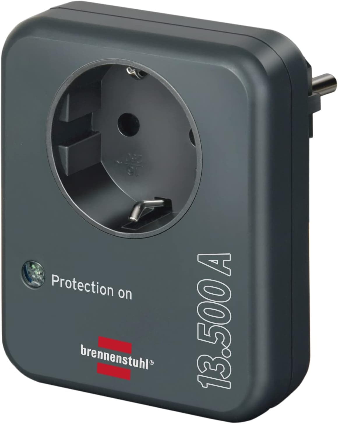 Brennenstuhl adaptador de tomada com proteção contra picos de tensão até 13,500 A (protetor de sobretensão, adaptador para tomada de terra, tomada de proteção anti-raios) antracite