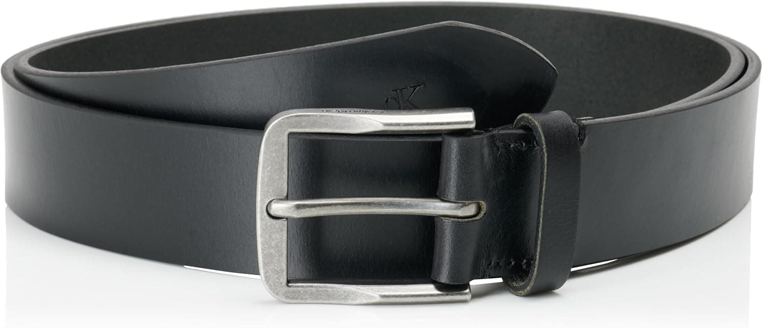 Calvin Klein | Cinto em pele para homem com fivela prateada