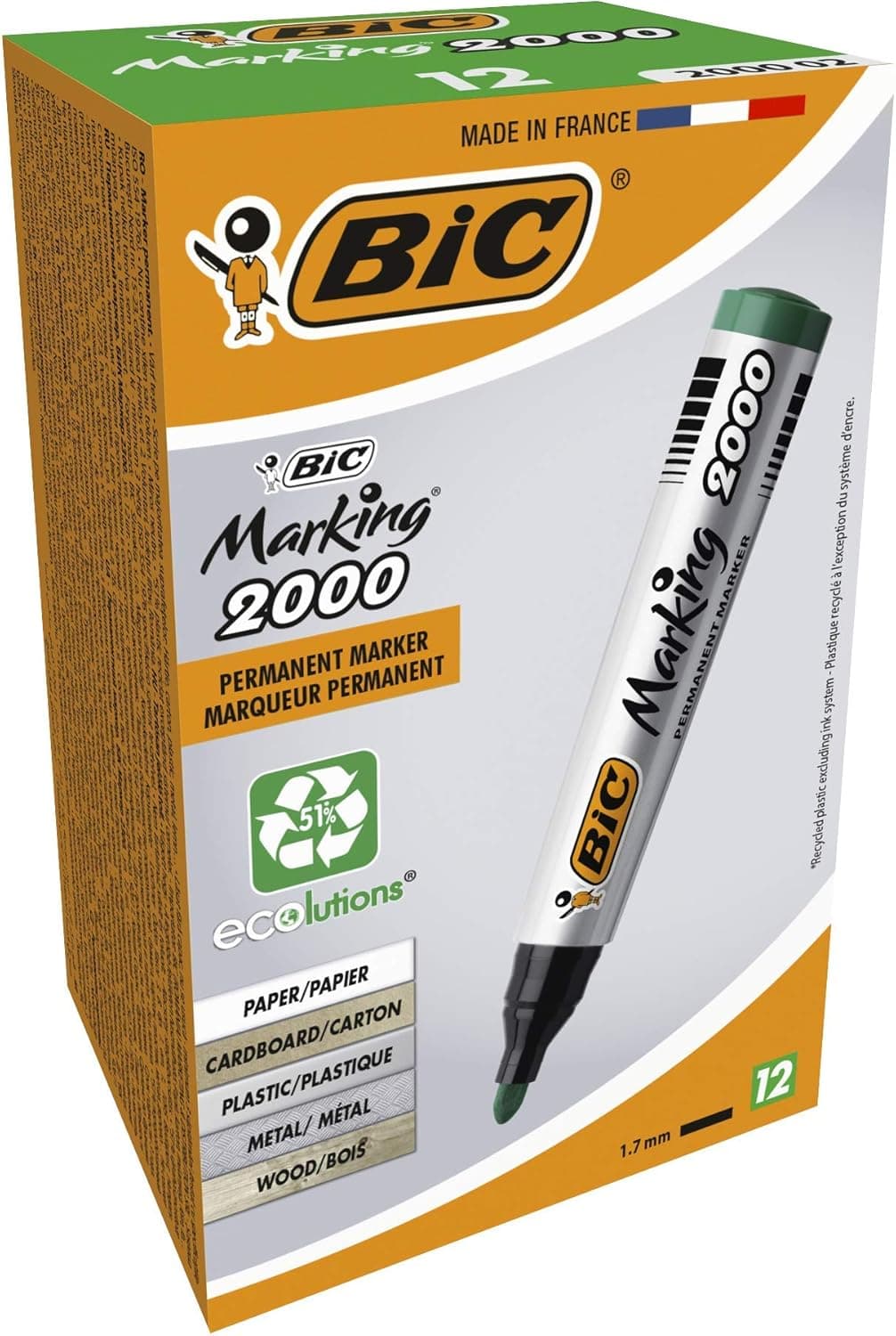 BIC Marking 2000 Ecolutions - caixa de 12 marcadores permanentes, 12, cor verde