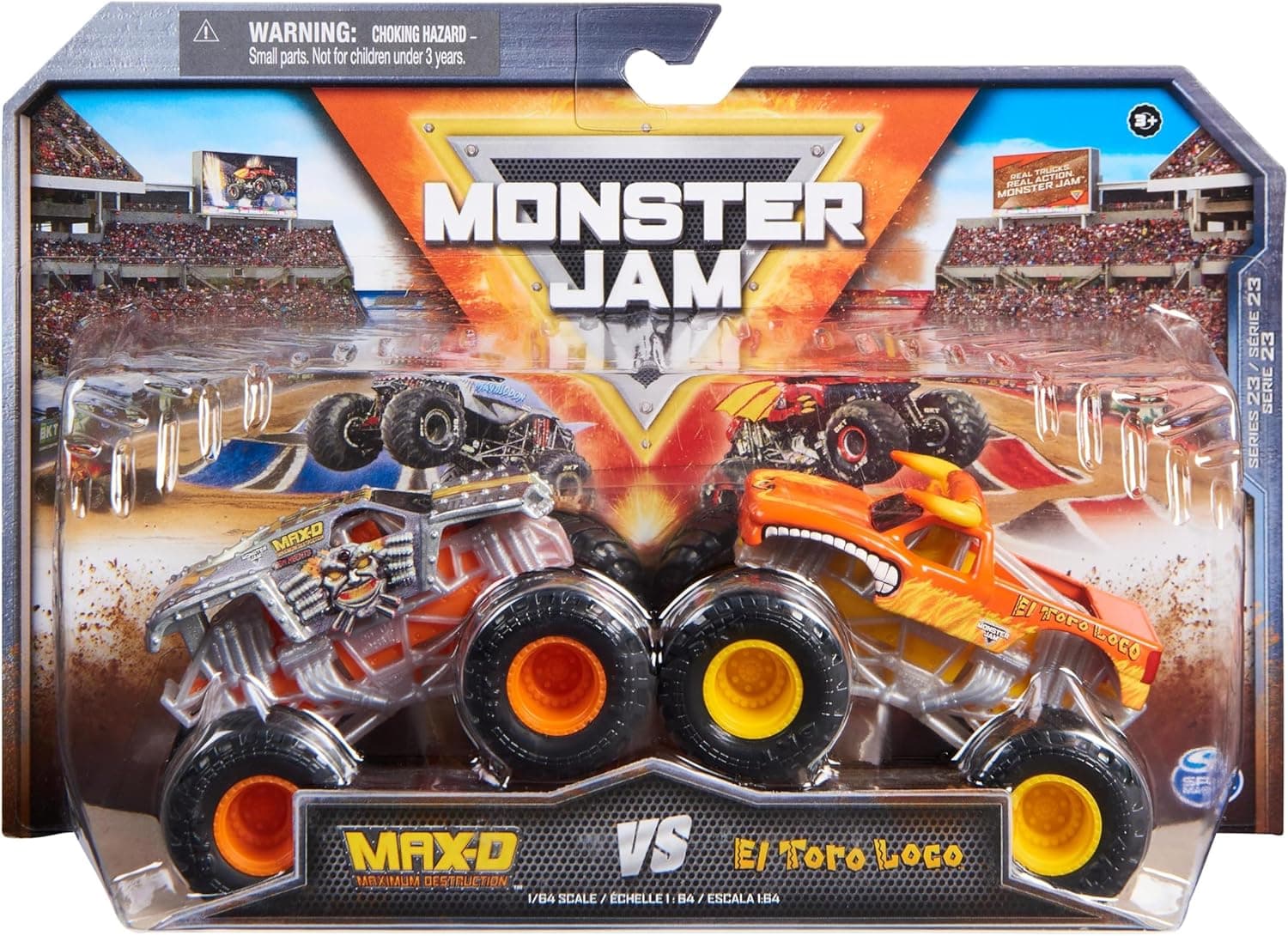 Monster Jam Dragon vs Sparkle Smash | Pack de 2 camiões de metal à escala 1:64 para crianças