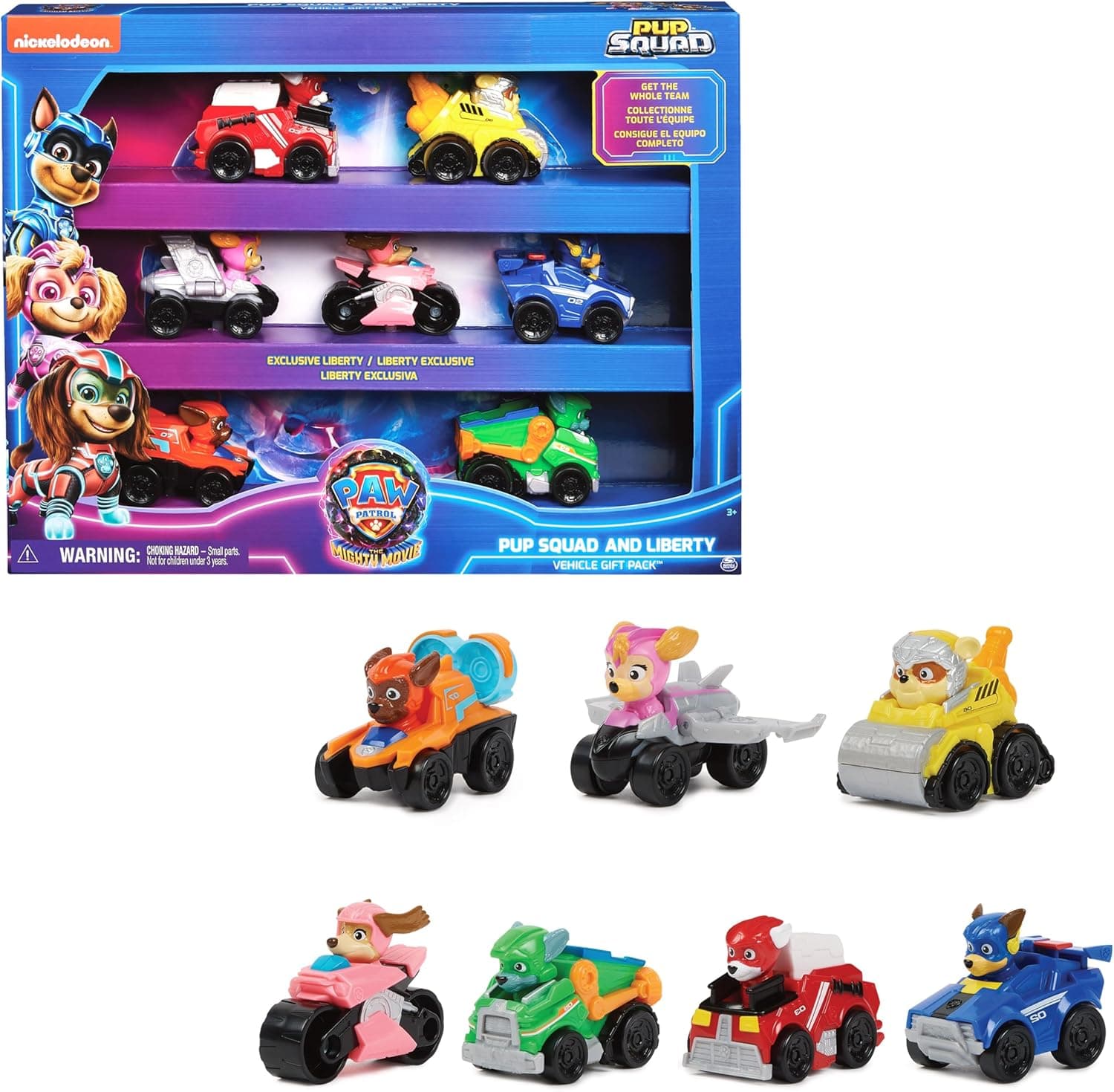 Patrulha canina - o super filme - conjunto de patrulha canina 7 figuras dos Pup Squad Racers - com um carro de brinquedo inédito da liberdade patrulha canina - 6067861 - brinquedos crianças 3 anos +
