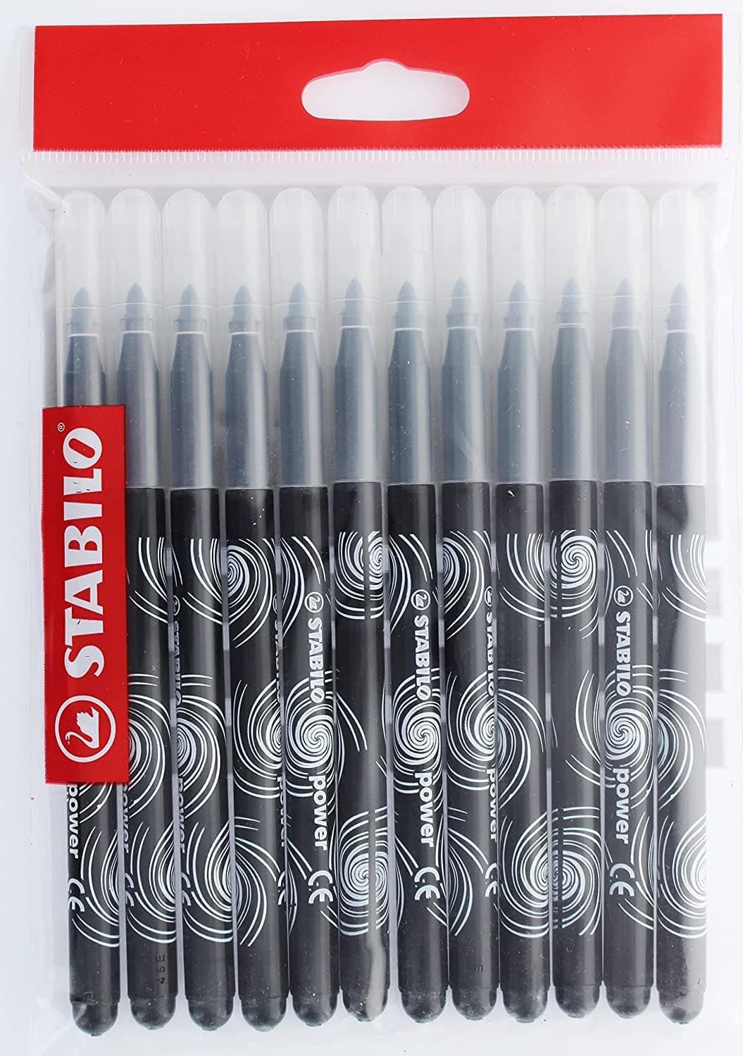 STABILO Power Marcador de colorir (12 marcadores de ponta média, preto