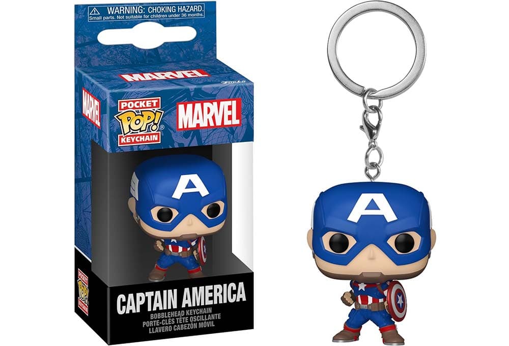 Funko Pop! Keychain: Marvel NC - Captain America - Marvel Comics - Comics Marvel - mini figura de vinil colecionável porta-chaves