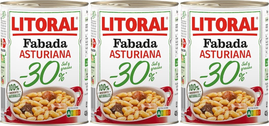 LITORAL Fabada Asturiana - 30% sal e gordura, prato preparado sem glúten - 420 g