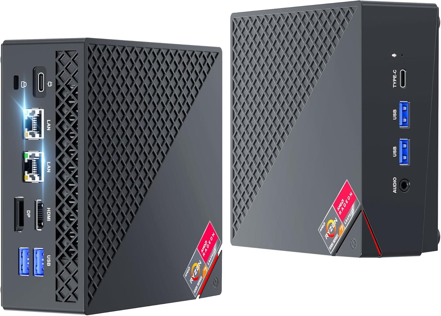 NiPoGi AM06Pro Mini PC WIN-11 Pro, SJFS MD Ryzen 7 5700U (até 4,3 GHz), 32 GB (2  16 GB) DDR4 512 GB M.2 SSD Mini computador WiFi 6/BT 5, Dual LAN, HDMI +DP+Type-C 4KKK. @60Hz Triplo Display, micro