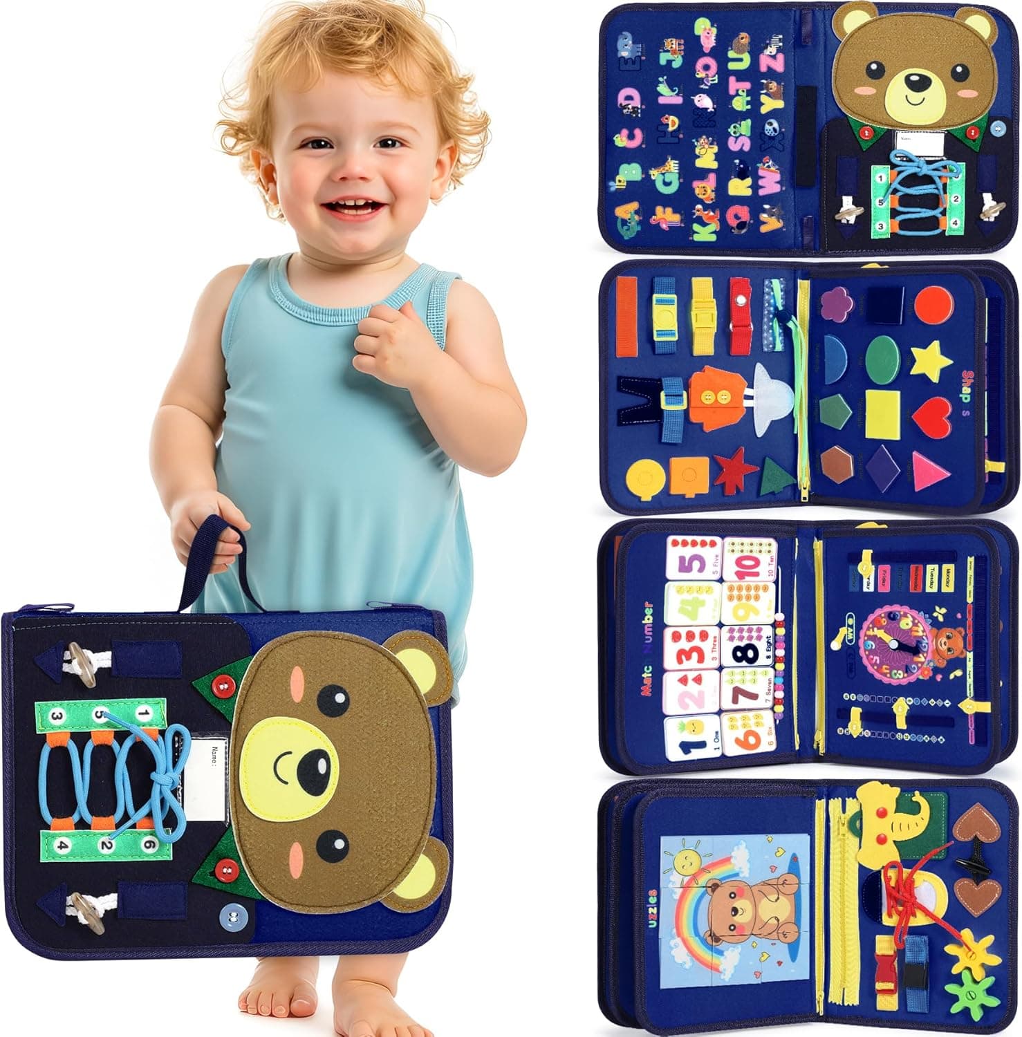 Gontence Brinquedos para Crianças 2-3 Anos - Busy Board Montessori - Jogos Educativos e Sensoriais para Crianças 1-5 Anos - Tabuleiro Montessori - Presente para Crianças