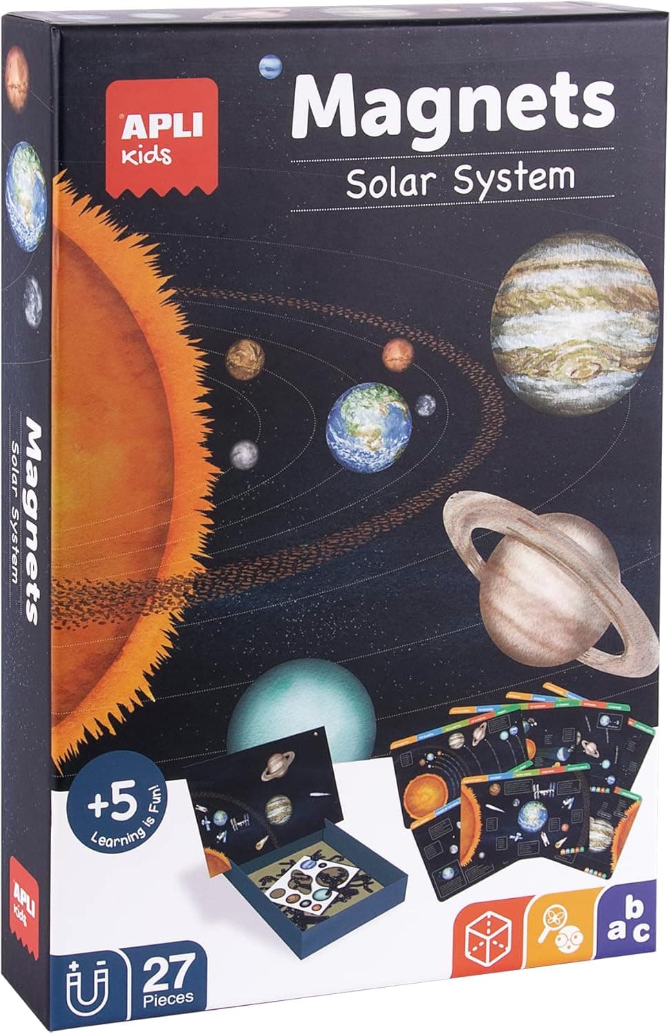 APLI Kids 19272 - Conjunto magnético sistema solar - placa com 27 peças magnéticas - 10 idiomas - Recomendado para crianças a partir de 5 anos
