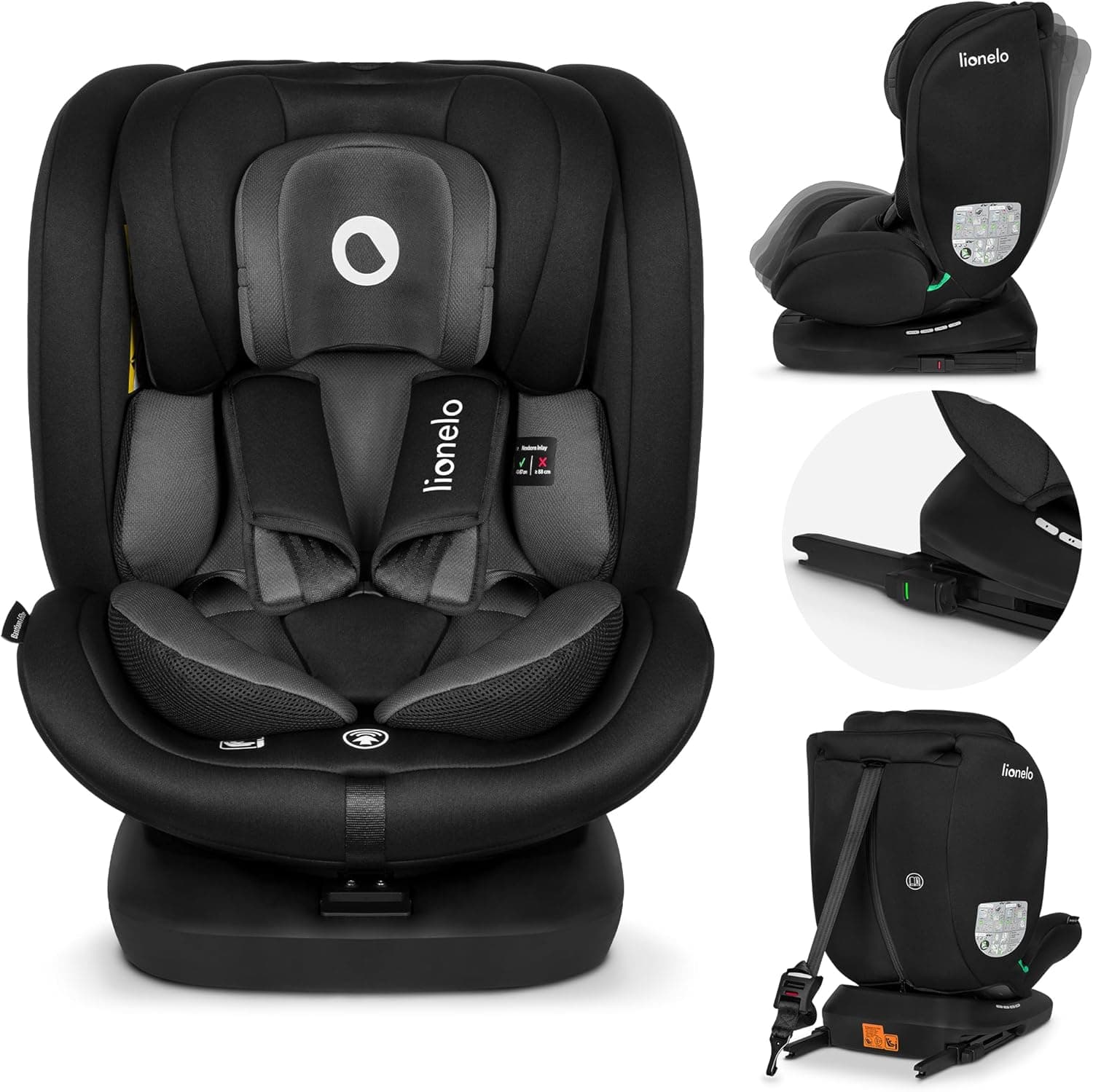 LIONELO Bastiaan i-Size Siège Auto Pivotant à 360° pour les Enfants de 0 a 36 kg e de 40 à 150 cm, Installation Face e dois à la Route, ISOFIX Sangle TopTether