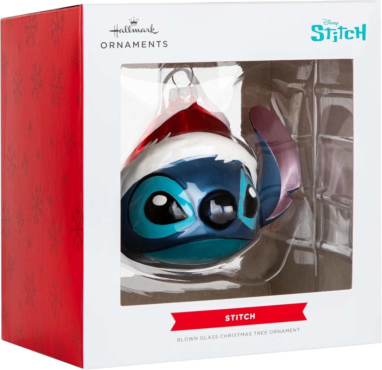 Hallmark Ornamento festivo de vidro soprado de pontada, decoração de árvore de Lilo e Stitch